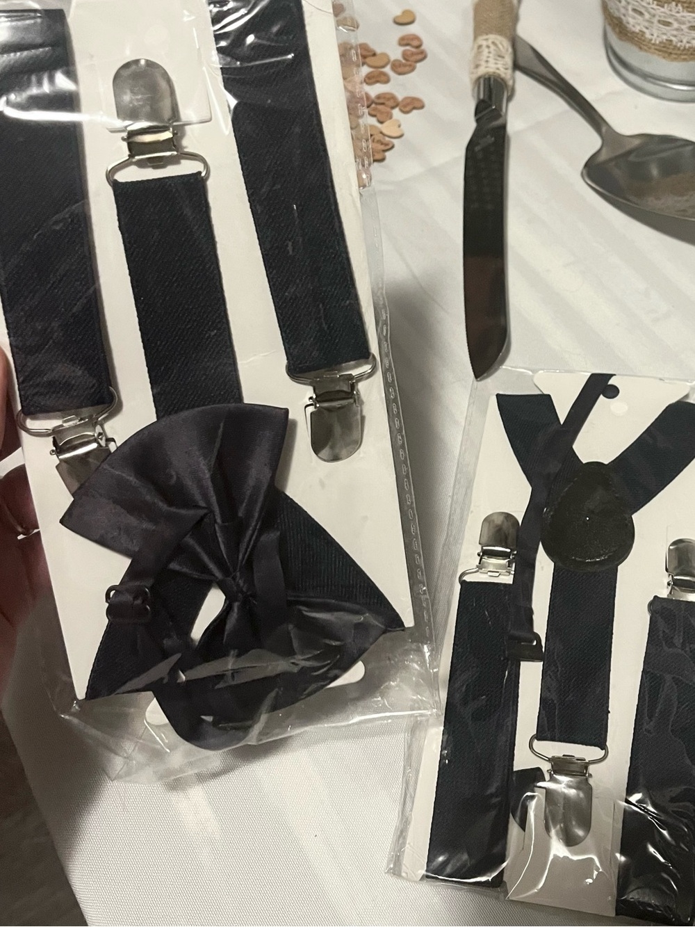 NWT Navy Blue Suspenders & Bowtie Set x 2